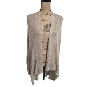 Miou Muse Womens XL Beige Open‎ Front Cardigan Marled Open Knit Draped MMT109